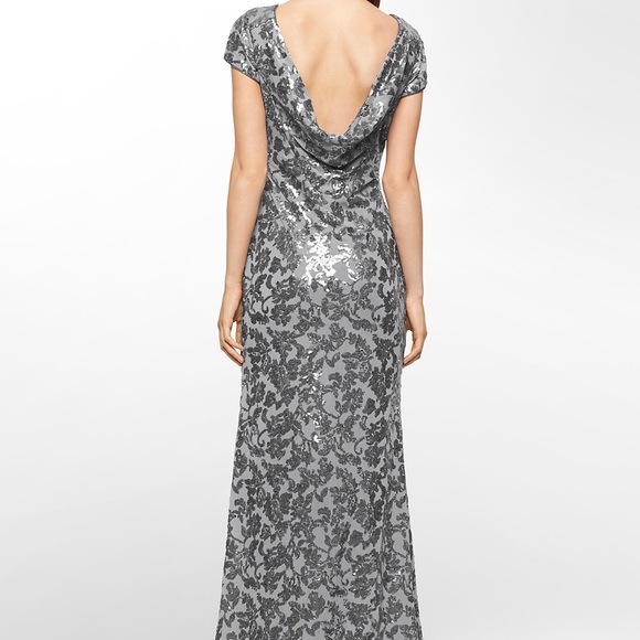 Grey Sequin dress with cowl back and zippered side - Picture 3 of 7